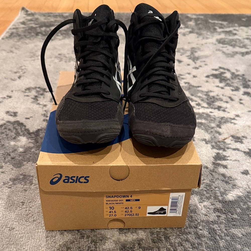 ASICS Black Snapdown 4 Wrestling Shoes SZ 10 - worn 2X